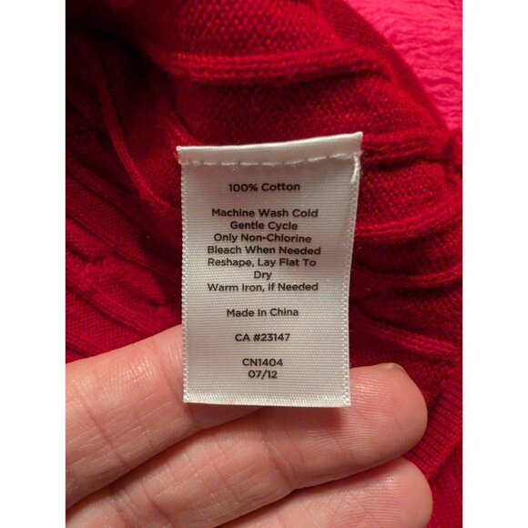 Talbots Petites MP Red Cable Knit Turtleneck Sweater 100% Cotton Classic Fit - Picture 5 of 5